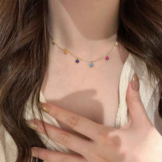 "Bloom of Luck" 925 Sterling Silver Colorful Clover Jewelry Set – Dopamine-Inspired Elegance