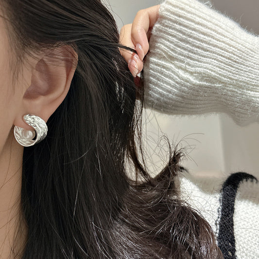 "Pearl Muse" 925 Sterling Silver Textured Pearl Earrings