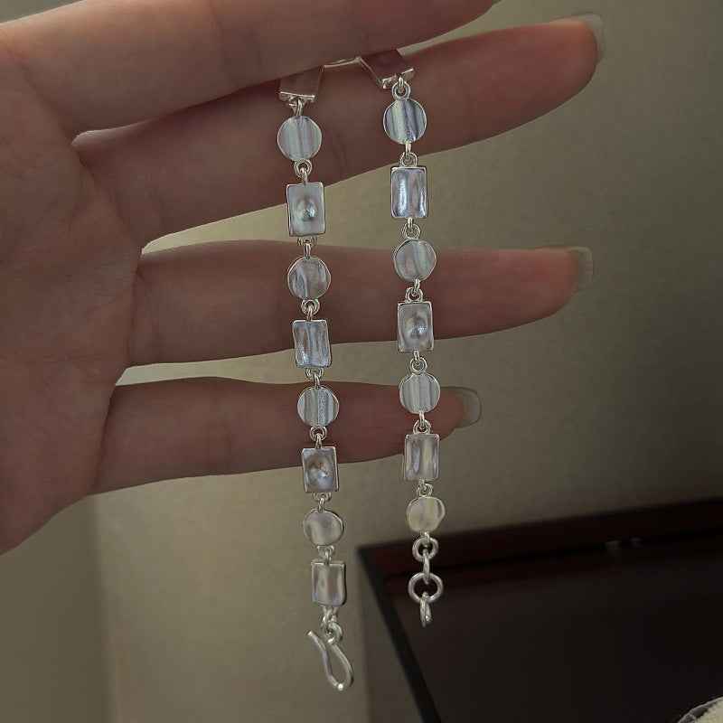 “Matte Geometry” 925 Sterling Silver Korean Minimalist Matte-Link Bracelet