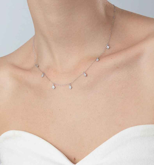 “Petite Clover Rain” 925 Sterling Silver Dainty Four-Leaf Pendant Necklace