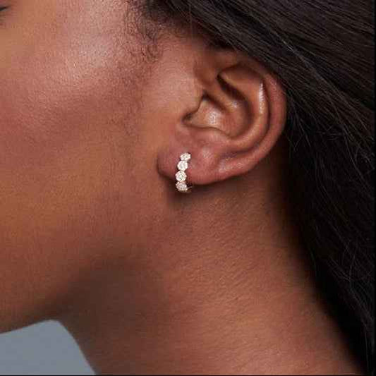 "Petal Glow" 925 Sterling Silver Pavé Cluster Hoop Earrings