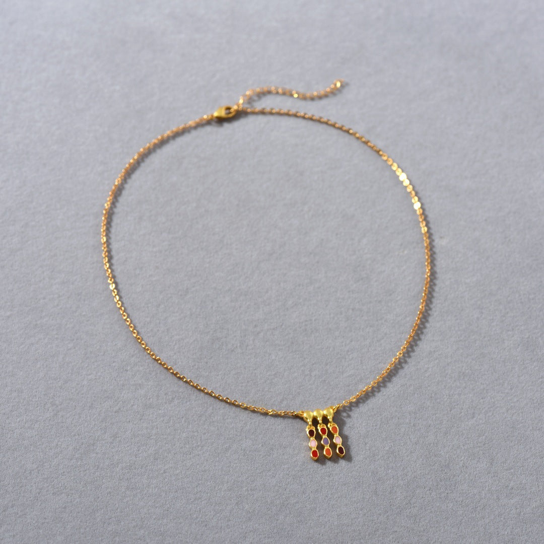Prism Tassel 18K Gold-Plated Brass Enamel Necklace