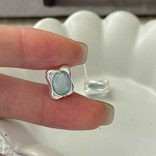 "Ocean Pillow" 925 Sterling Silver Aquamarine-Blue Jewelry Set