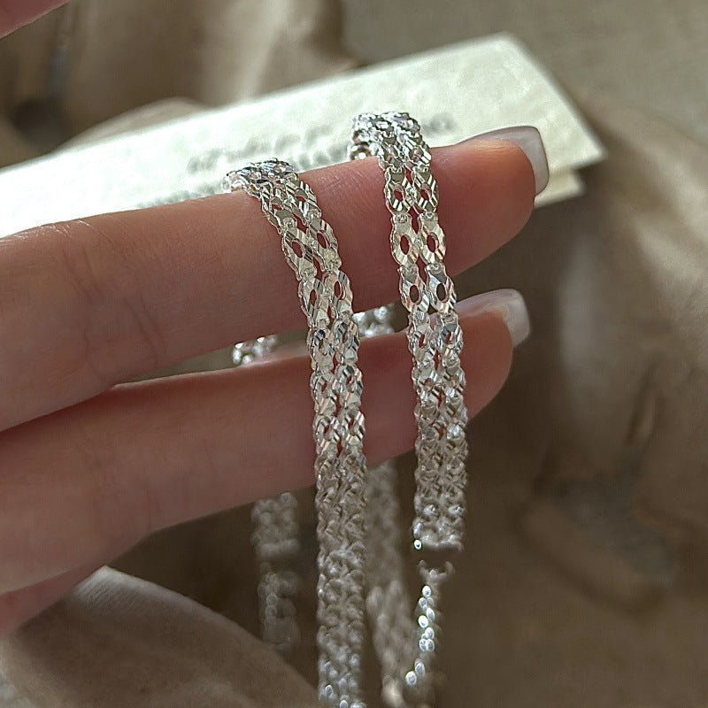 "Lace Geometry" S999 Sterling Silver Double-Strand Bracelet