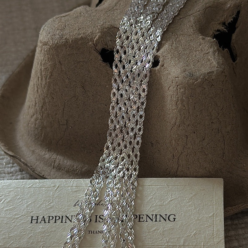 "Lace Geometry" S999 Sterling Silver Double-Strand Bracelet