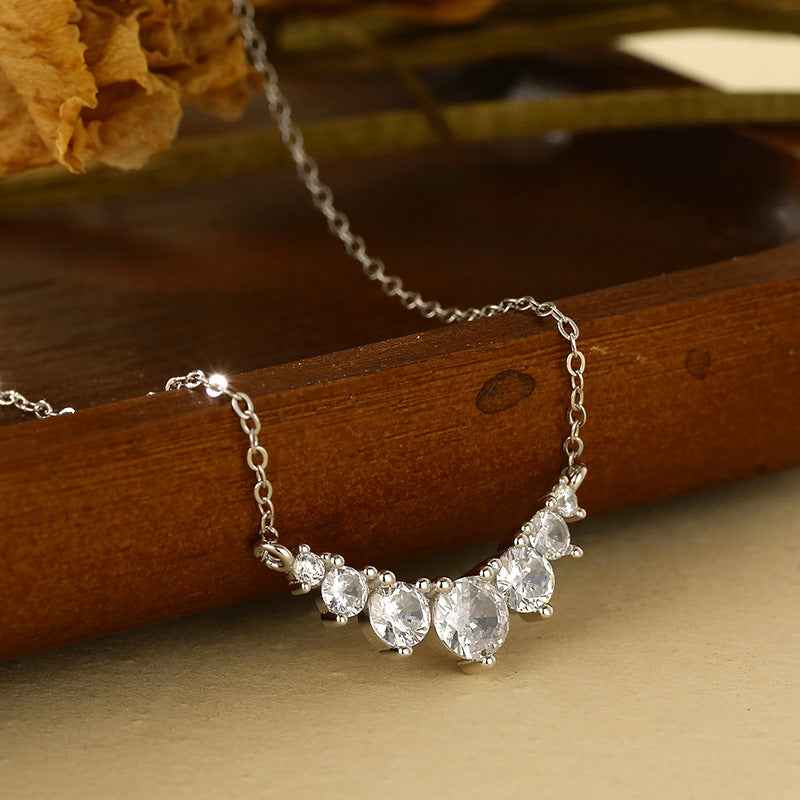"Smiling Radiance" 925 Sterling Silver Micro-Pavé Zircon Necklace