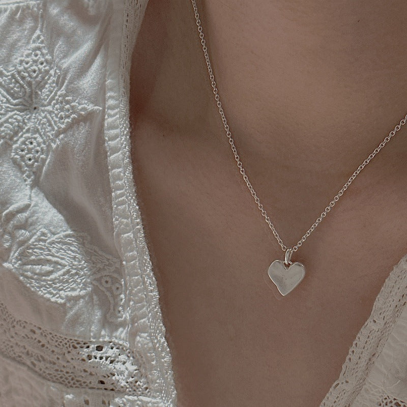 "Matte Heart" S925 Sterling Silver Necklace