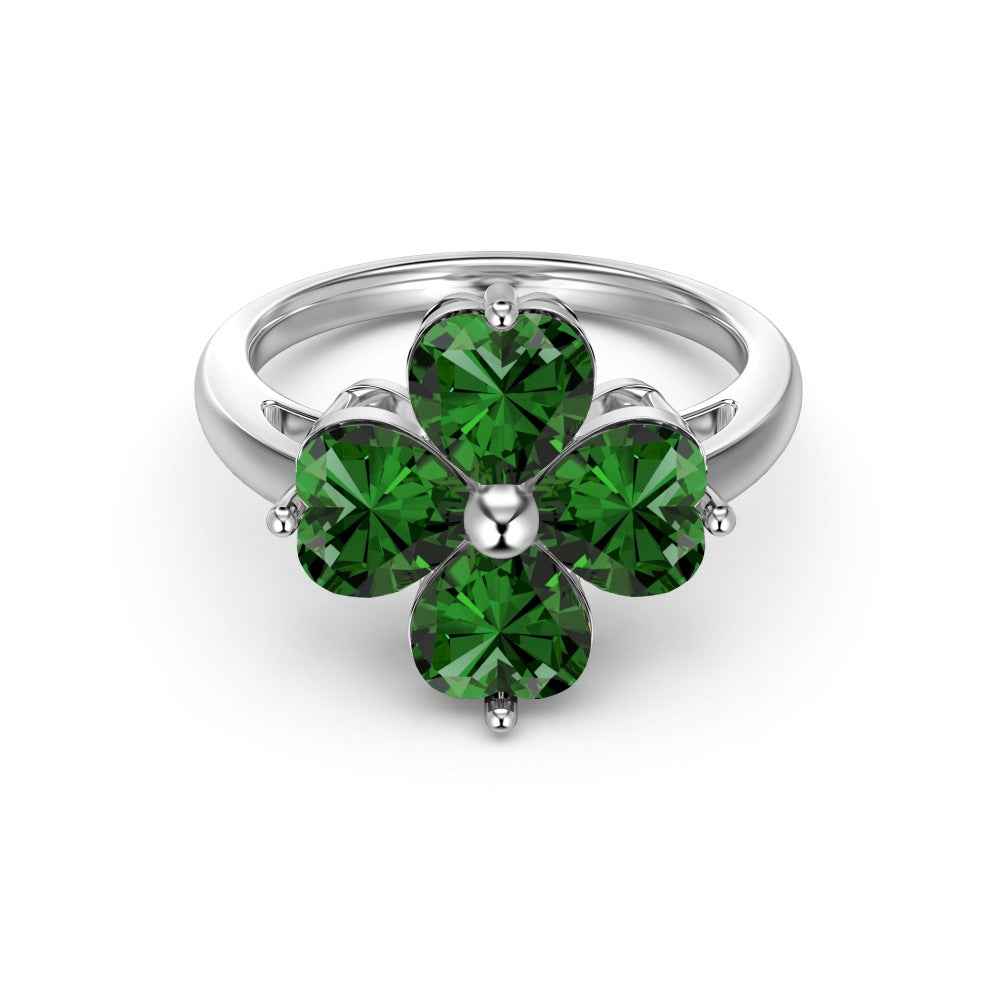 "Sakura Heart" 925 Sterling Silver Green Zircon Jewelry Set