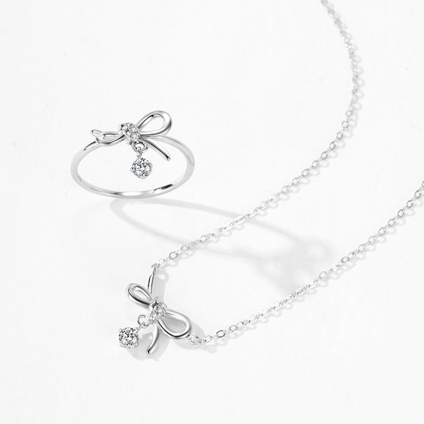 “Lumi Bow” 925 Sterling Silver Bow Jewelry Set