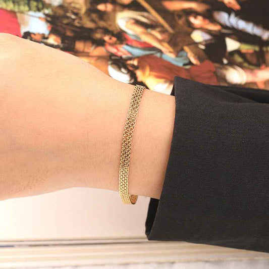 "Woven Gleam" 925 Sterling Silver Textured Chain Bracelet