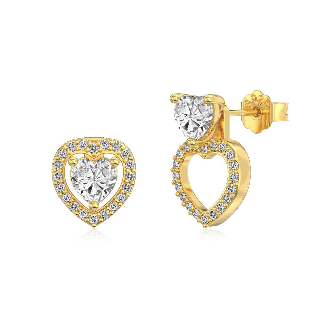 "Dancing Heart" S925 Sterling Silver Hollow Heart Earrings