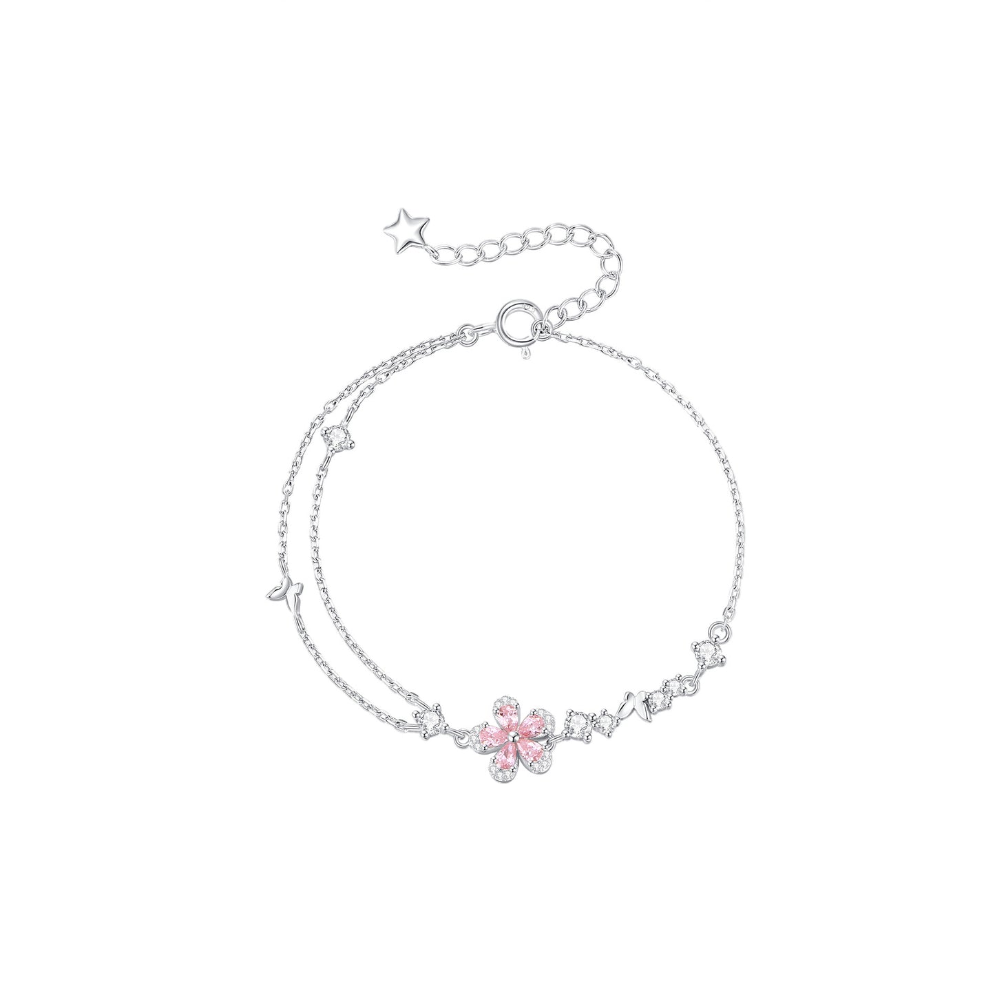 “Blush Sakura” S925 Sterling Silver Pink Blossom Jewelry Set
