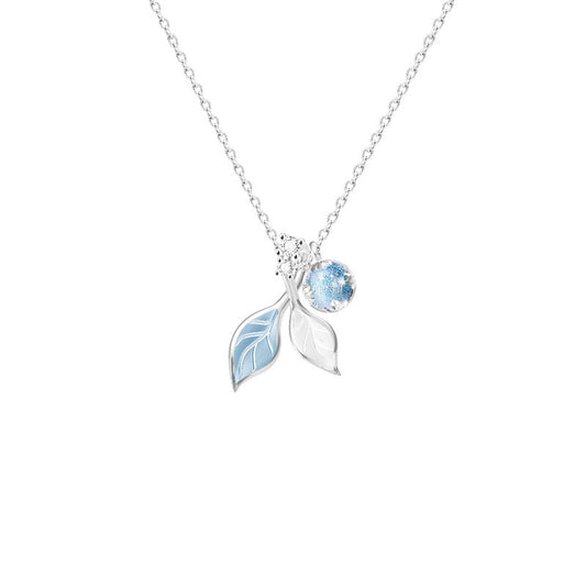 “Azure Forest Glow” 925 Sterling Silver Blue Glass Leaf Jewelry Set