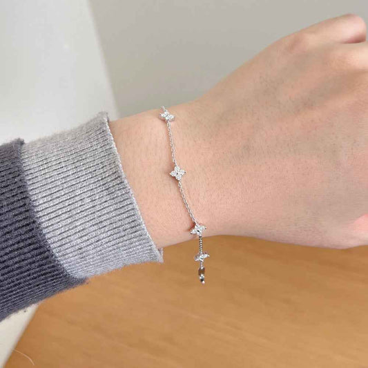 “Lucky Petal” 925 Sterling Silver Clover Moissanite Bracelet