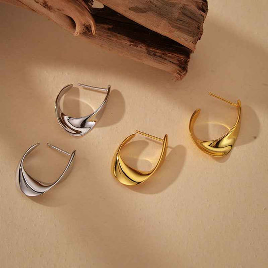 "Twist Arc" 925 Sterling Silver Sculptural Earrings