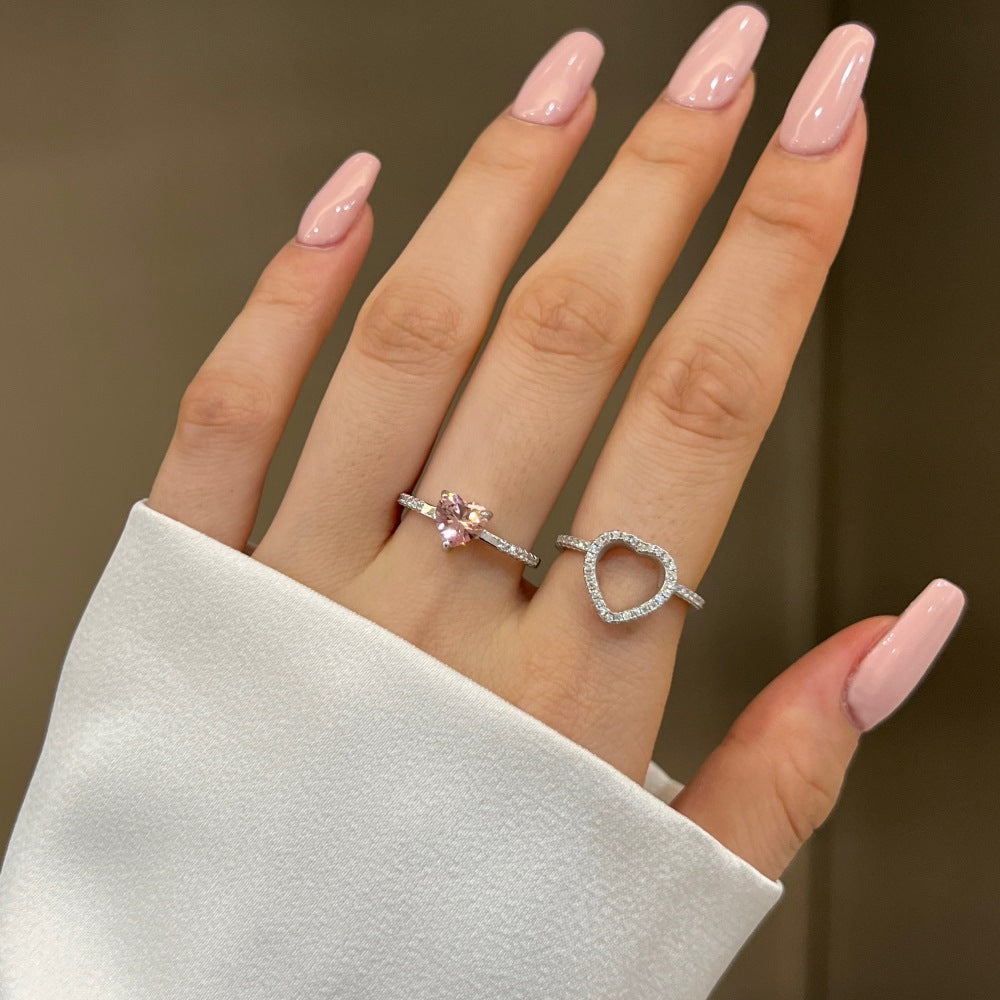 "Herzduett" 925 Sterling Silber Stapelring-Set
