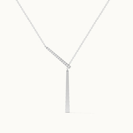 “Linear Éclat” S925 Sterling Silver Geometric Bar Pendant Necklace