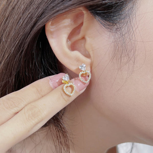 "Dancing Heart" S925 Sterling Silver Hollow Heart Earrings