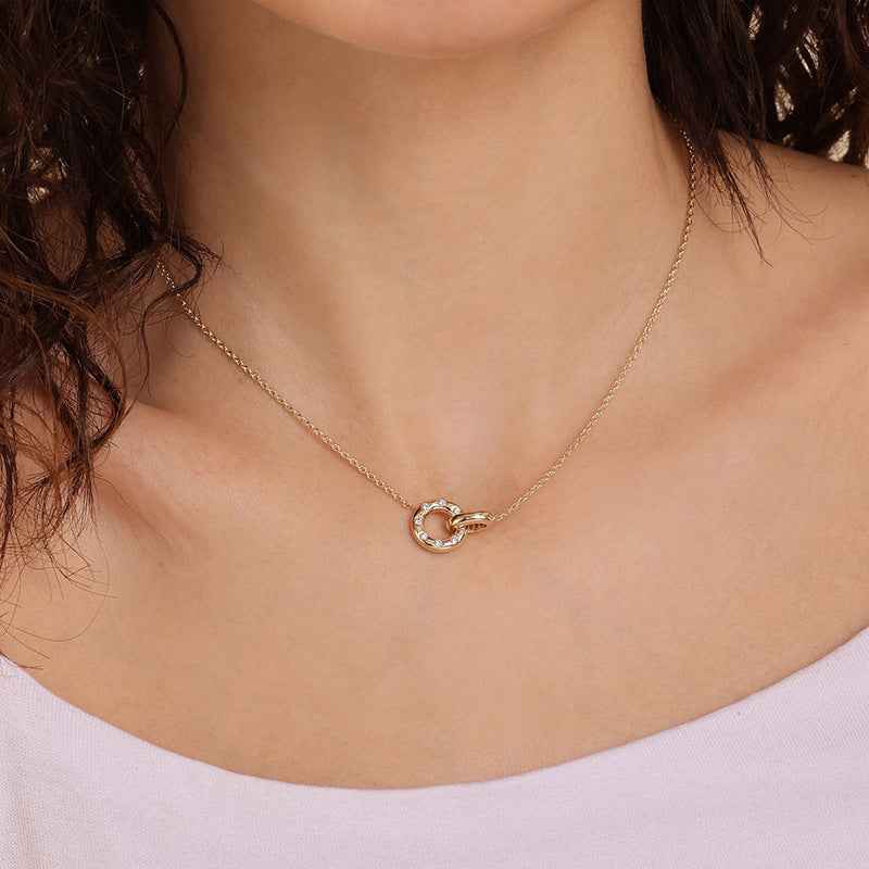“Luna Loop” 925 Sterling Silver Pavé Circle Pendant Necklace