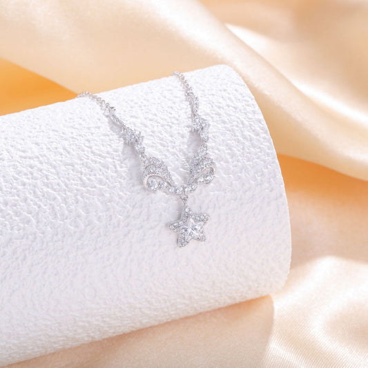 Stellar Winglight 925 Sterling Silver Star Wing Necklace
