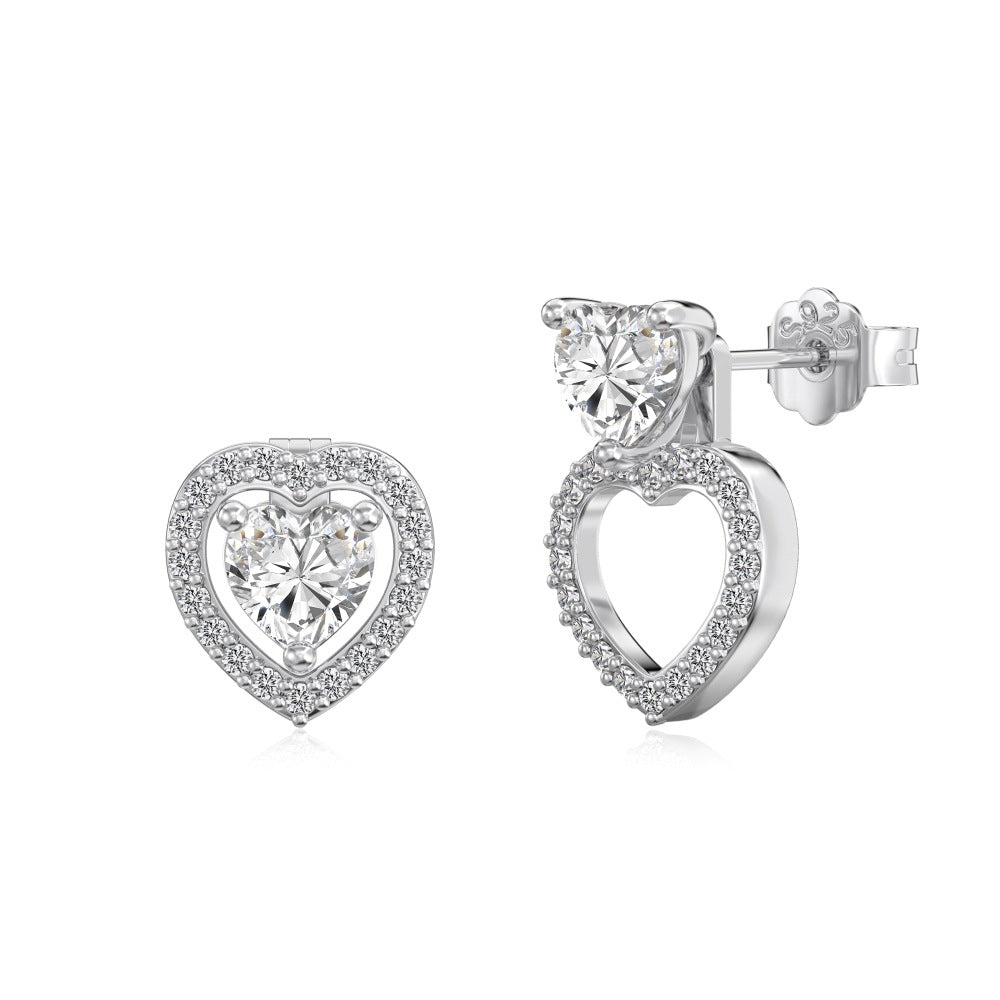 "Dancing Heart" S925 Sterling Silver Hollow Heart Earrings