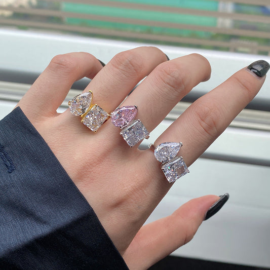 "Strahlendes Duo" 925 Sterling Silber Ring