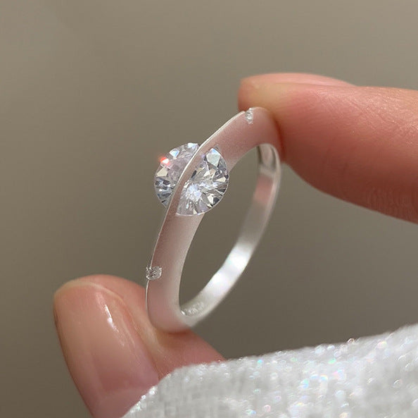 Cosmic Star 925 Sterling Silber Drehbarer Zirkon Ring – Verstellbar, Minimalistisches Design