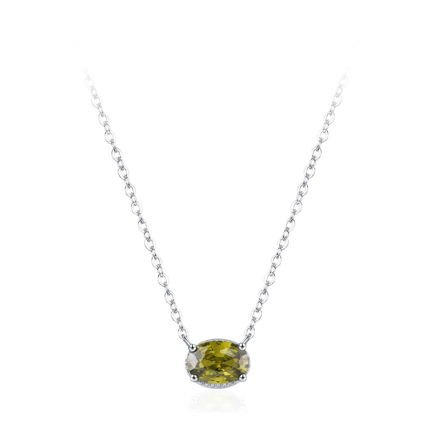 “Olive Glow” 925 Sterling Silver Oval Zircon Jewelry Set
