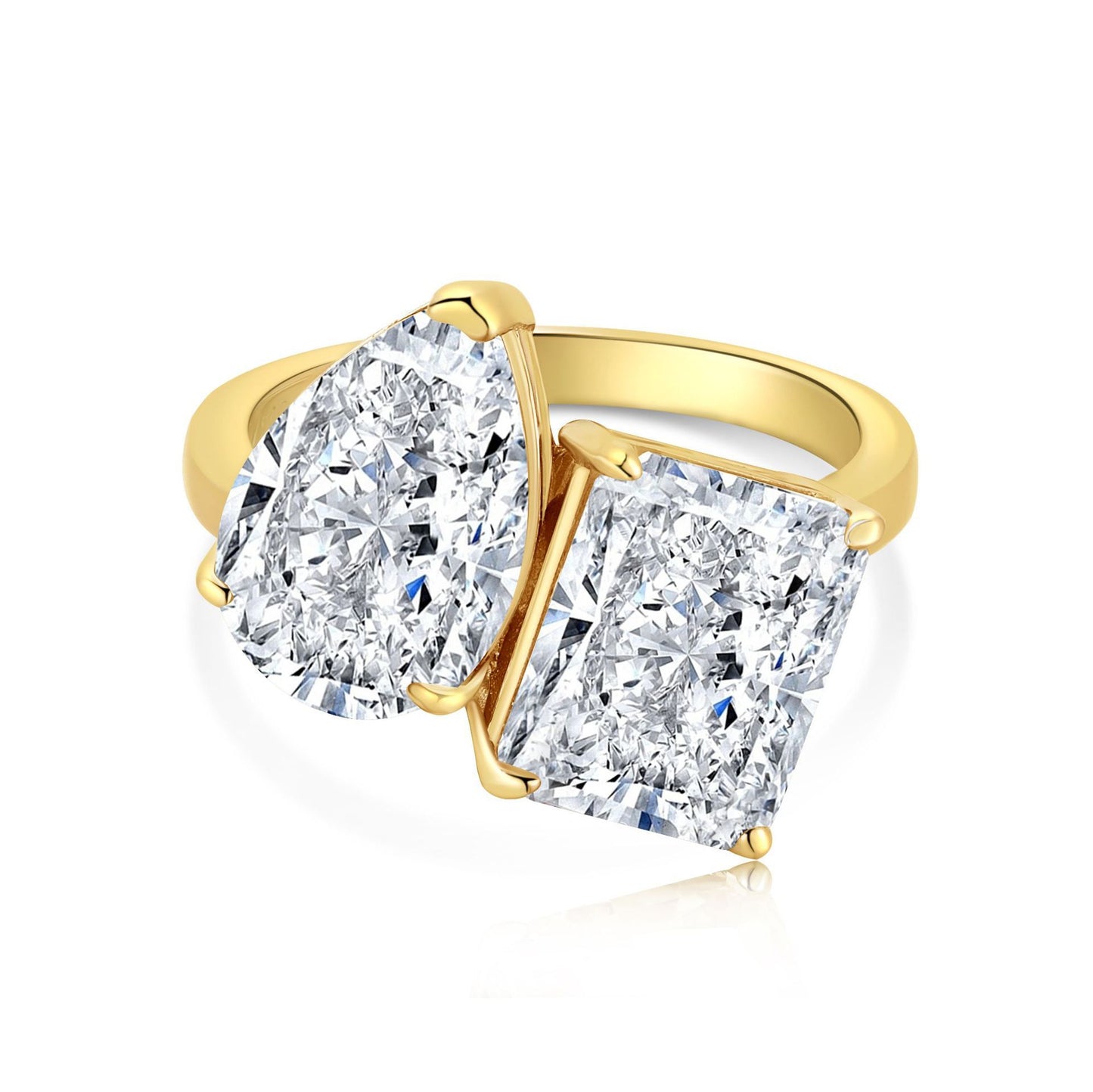 "Strahlendes Duo" 925 Sterling Silber Ring