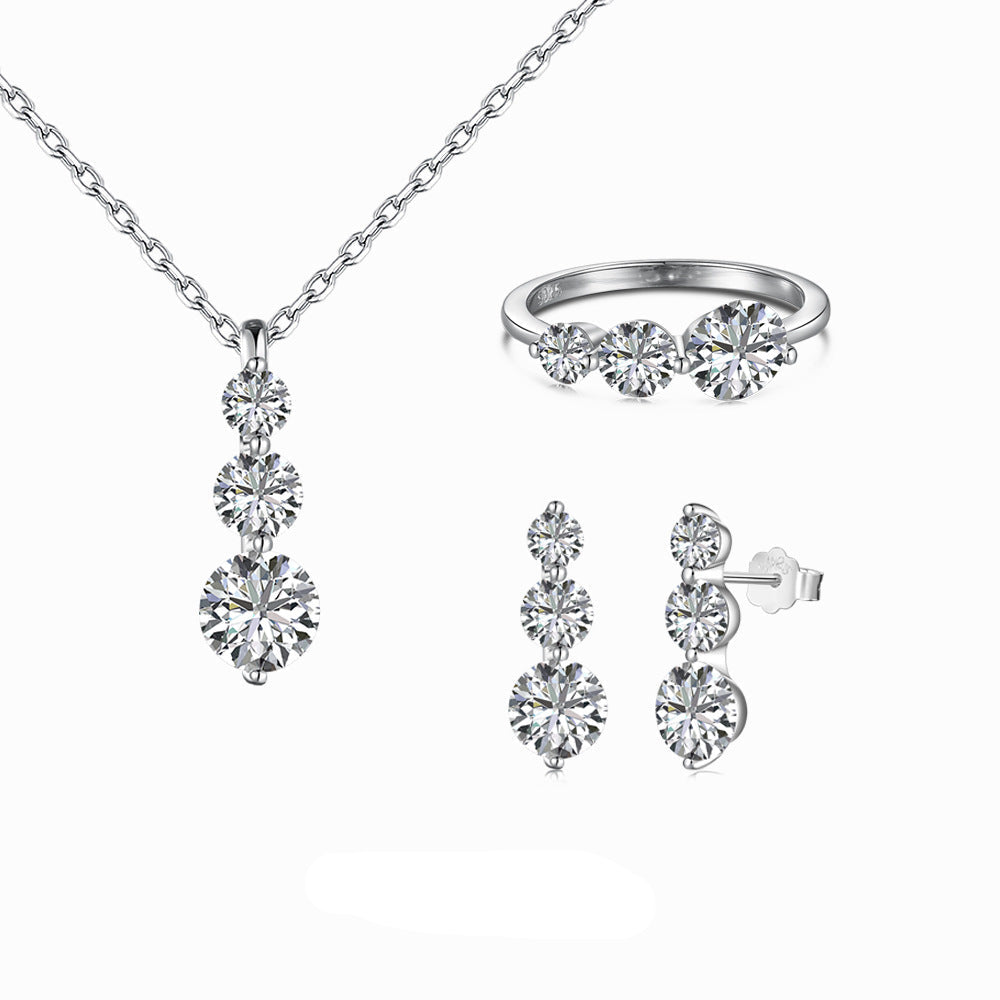 "Sweet Harmony" S925 Sterling Silver Jewelry Set with Zircon