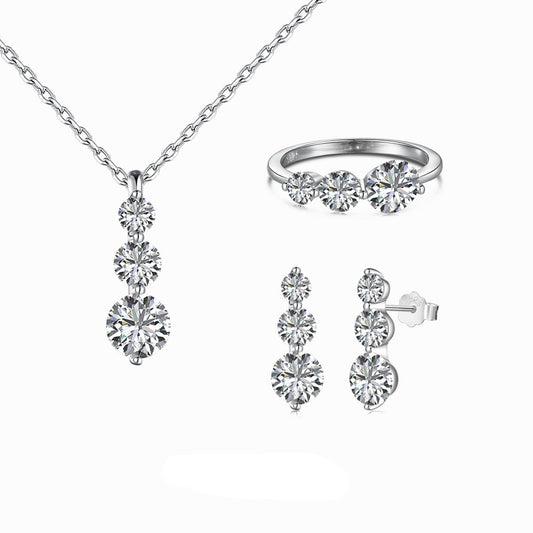 "Sweet Harmony" S925 Sterling Silver Jewelry Set with Zircon
