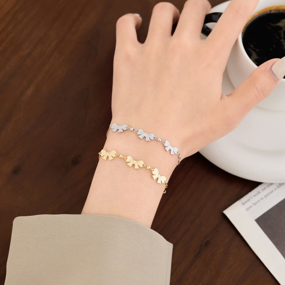 “Bowline Charm” 925 Sterling Silver Bow Bracelet with Adjustable Chain