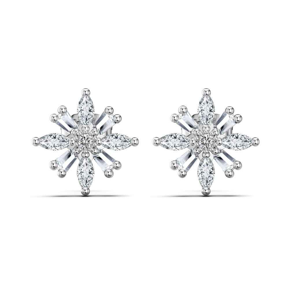 “Snowburst Éclat” S925 Sterling Silver Snowflake Zircon Stud Earrings