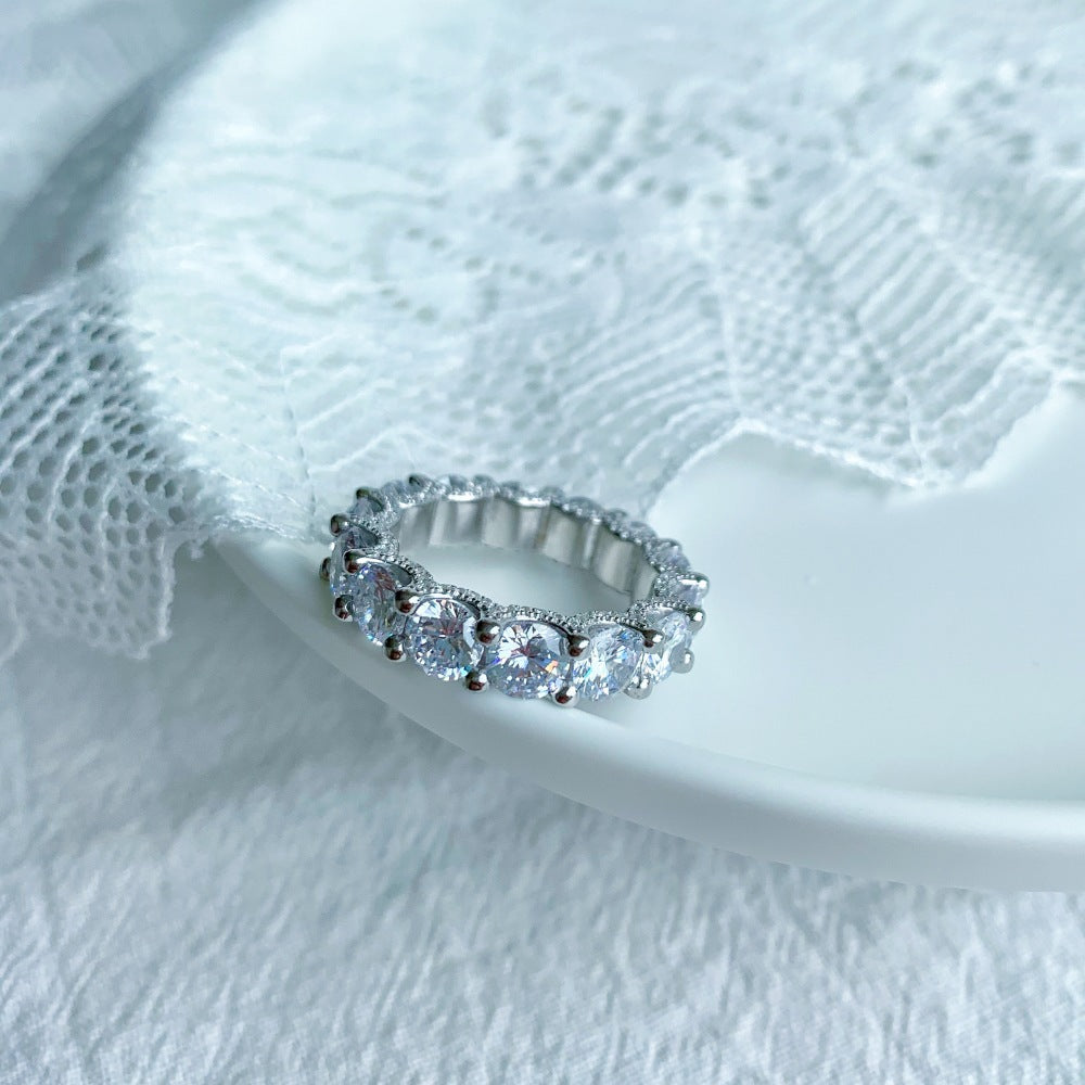 “Eternal Radiance” 925 Sterling Silver Full Eternity Pavé Band Ring