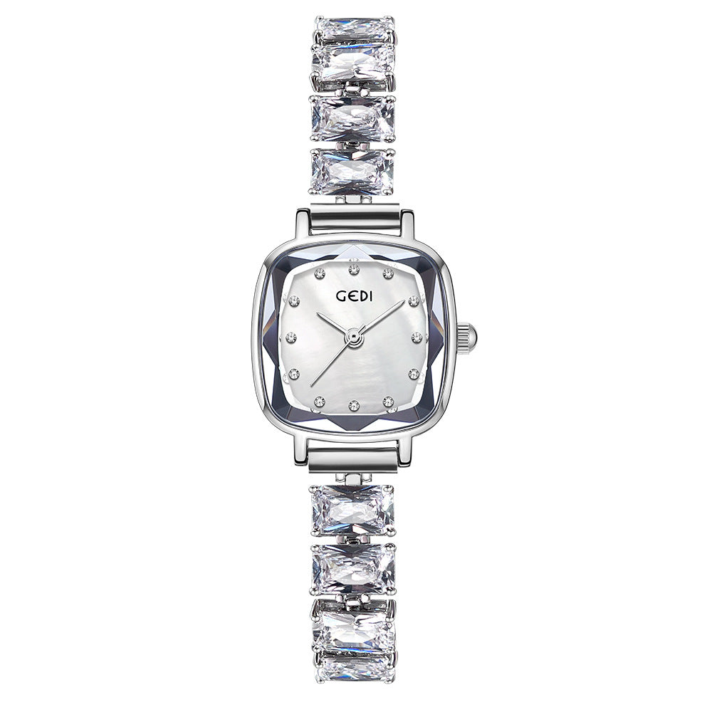 Celeste Ice Silver-Tone Baguette CZ Shell Dial Quartz Watch