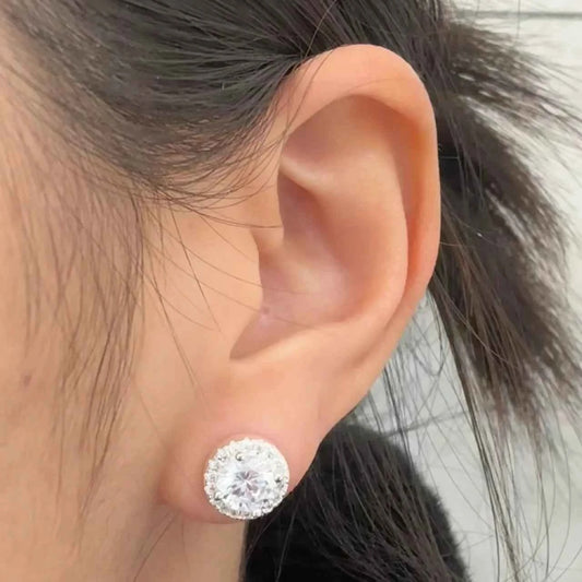 "One-Carat Sparkle" Stud Earrings – 5A Cubic Zirconia with 999 Silver Posts