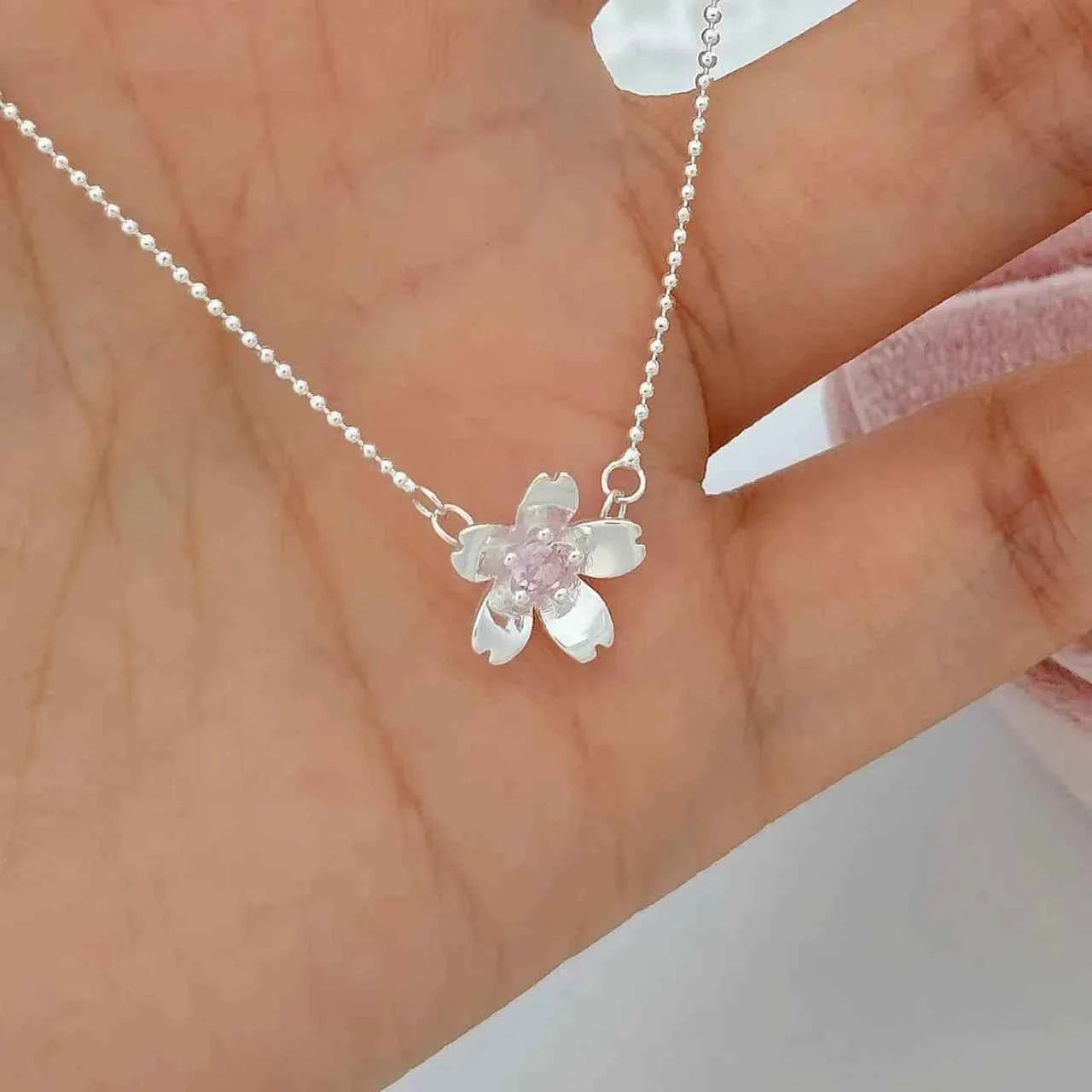 "Peach Blossom Mile" 925 Sterling Silver Necklace – Sweet-Girl Romance