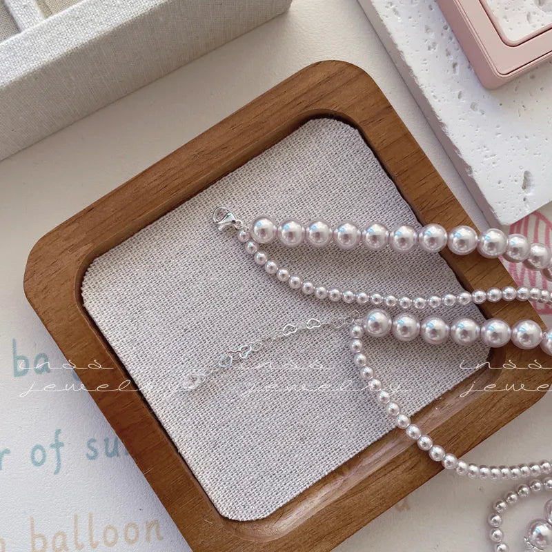 "Pink Waltz" Dual-Layer Chalcedony & Pearl Necklace