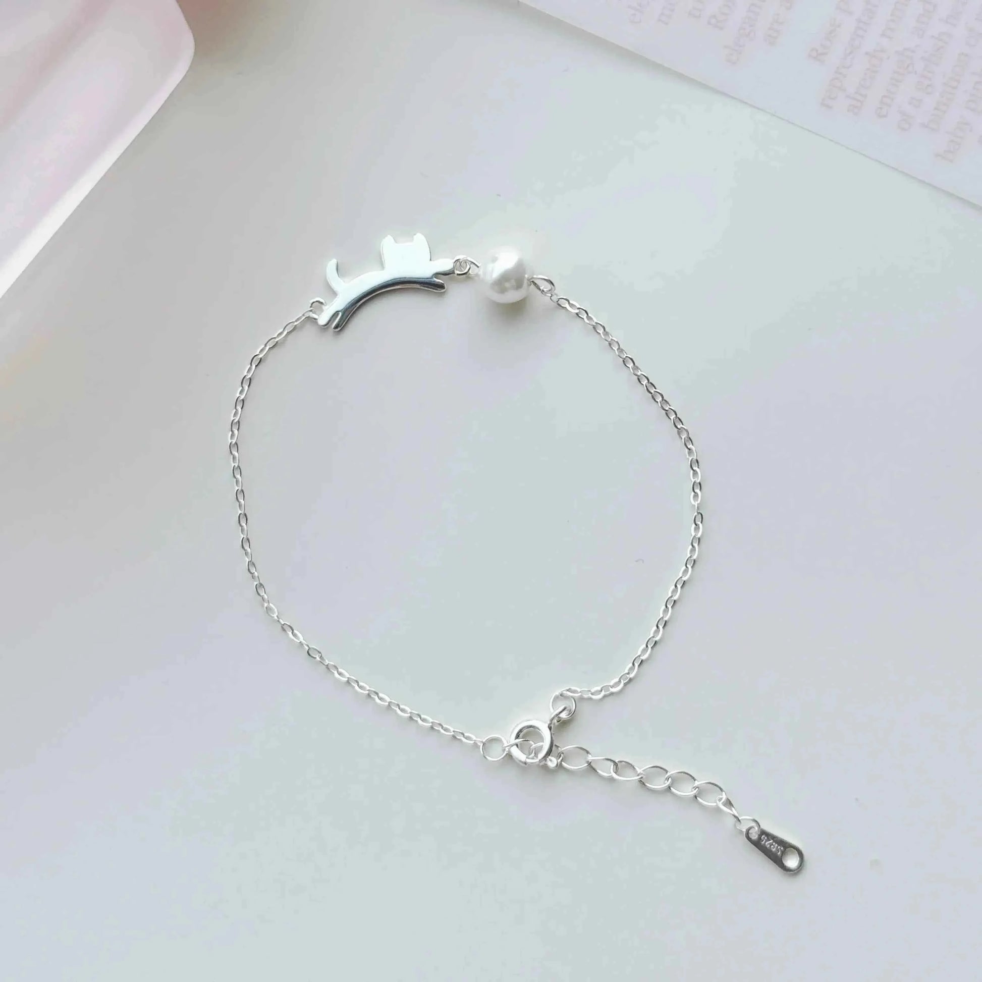 "Playful Kitty" 925 Sterling Silver Bracelet - Cute, Simple, and Elegant