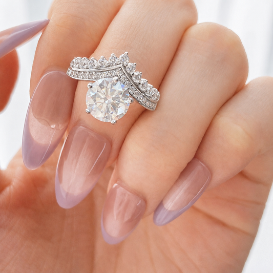 “Princess Crown” S925 Sterling Silver 2CT D-Color Moissanite Crown Ring