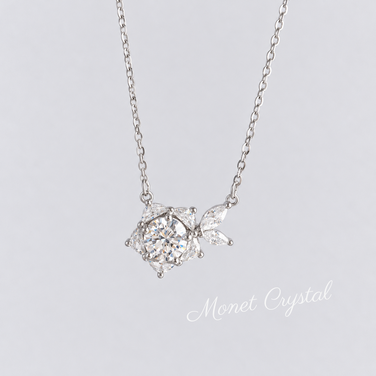“Quiet Rose” S925 Sterling Silver Zircon Rose Necklace