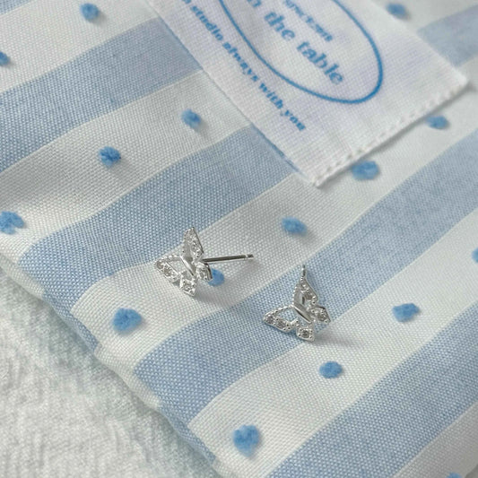 "Radiant Butterfly" 999 Pure Silver Openwork Zircon Butterfly Stud Earrings - Unique and Sparkling