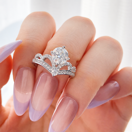 “Royal Grace” S925 Sterling Silver 1CT Moissanite Crown Ring