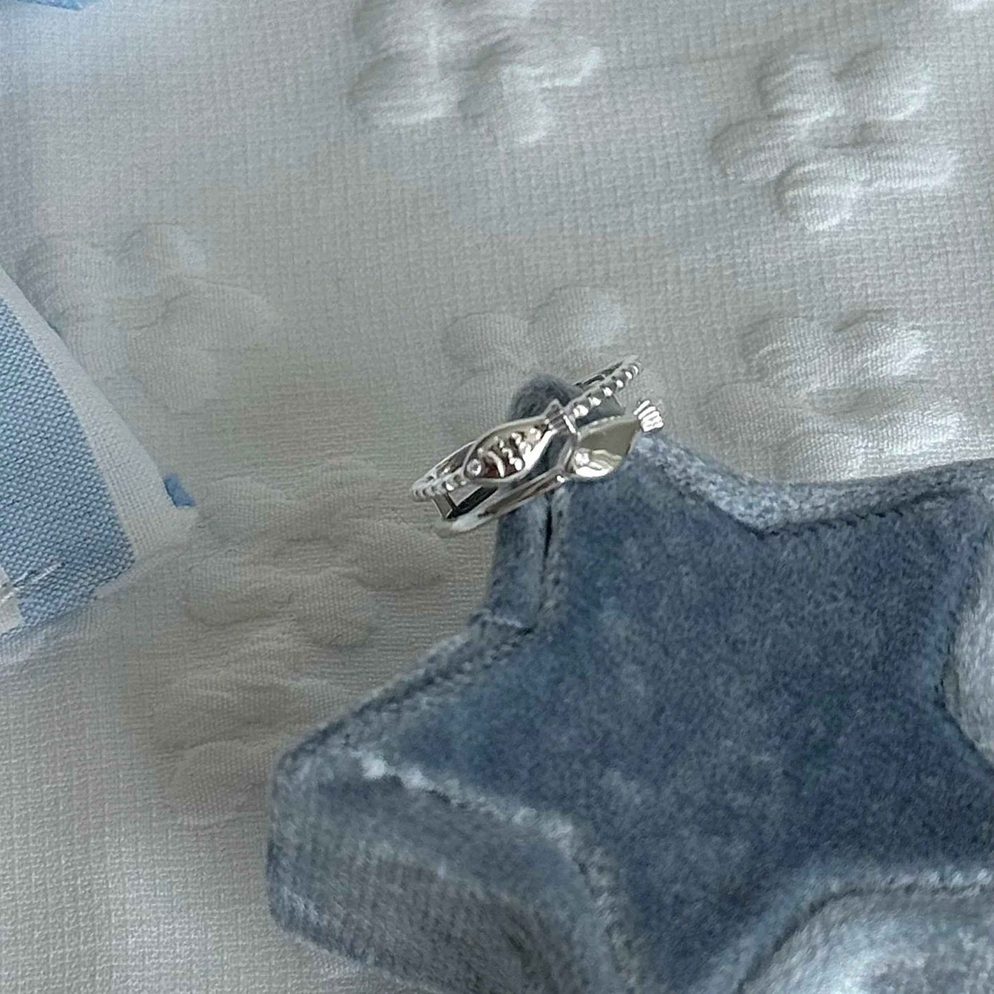 "Shell Fisherman's Island" 925 Sterling Silver Shell and Double Fish Ring - Unique and Charming