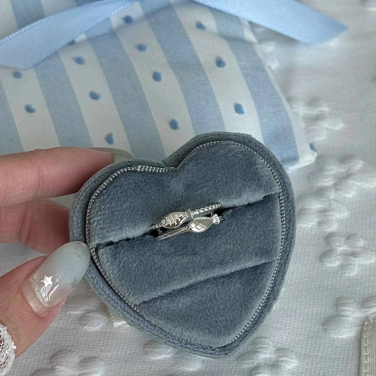 "Shell Fisherman's Island" 925 Sterling Silver Shell and Double Fish Ring - Unique and Charming
