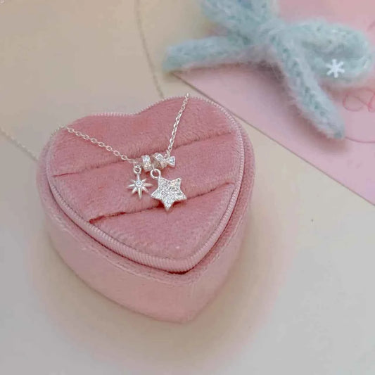 "Starry Ceiling" 925 Sterling Silver Star Charm Necklace - Dreamy and Sophisticated