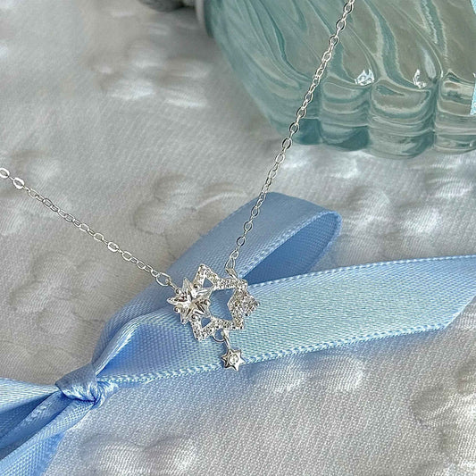 "Stellar Perseverance" 999 Pure Silver Star Necklace - Elegant and Timeless
