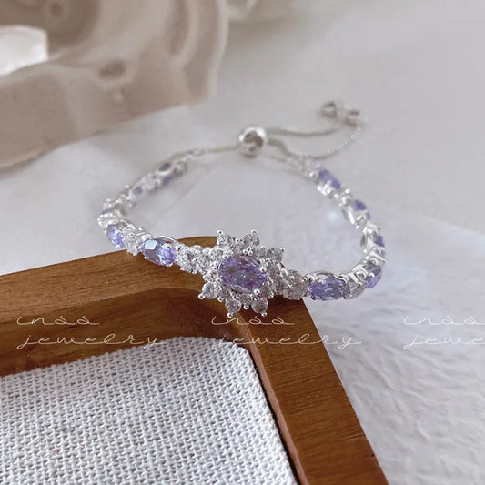 "Glacial Amethyst" Handcrafted Zircon Crystal Bracelet