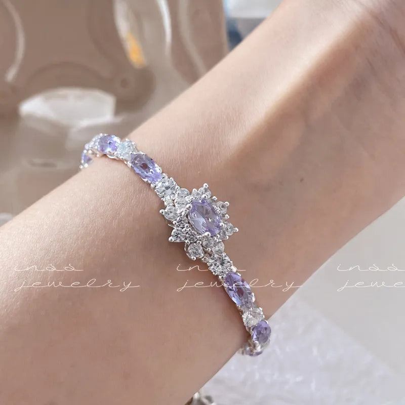 "Glacial Amethyst" Handcrafted Zircon Crystal Bracelet