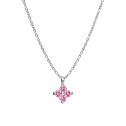 "Birthstone Clover" 925 Sterling Silver Four-Leaf Pendant Necklace